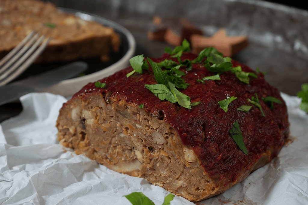 veganes Bohnen-Kichererbsen-Meatloaf, veganer Hackbraten
